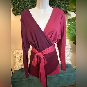 Color Block Wrap Top in Plum and Berry
